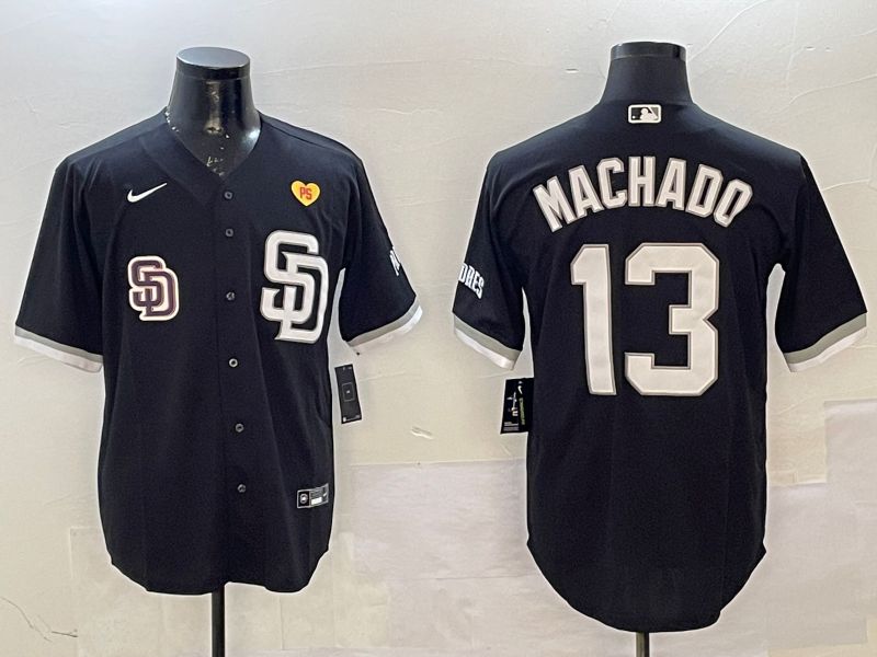Men San Diego Padres 13 Machado Black Jointly Name Game Nike 2025 MLB Jersey style 6